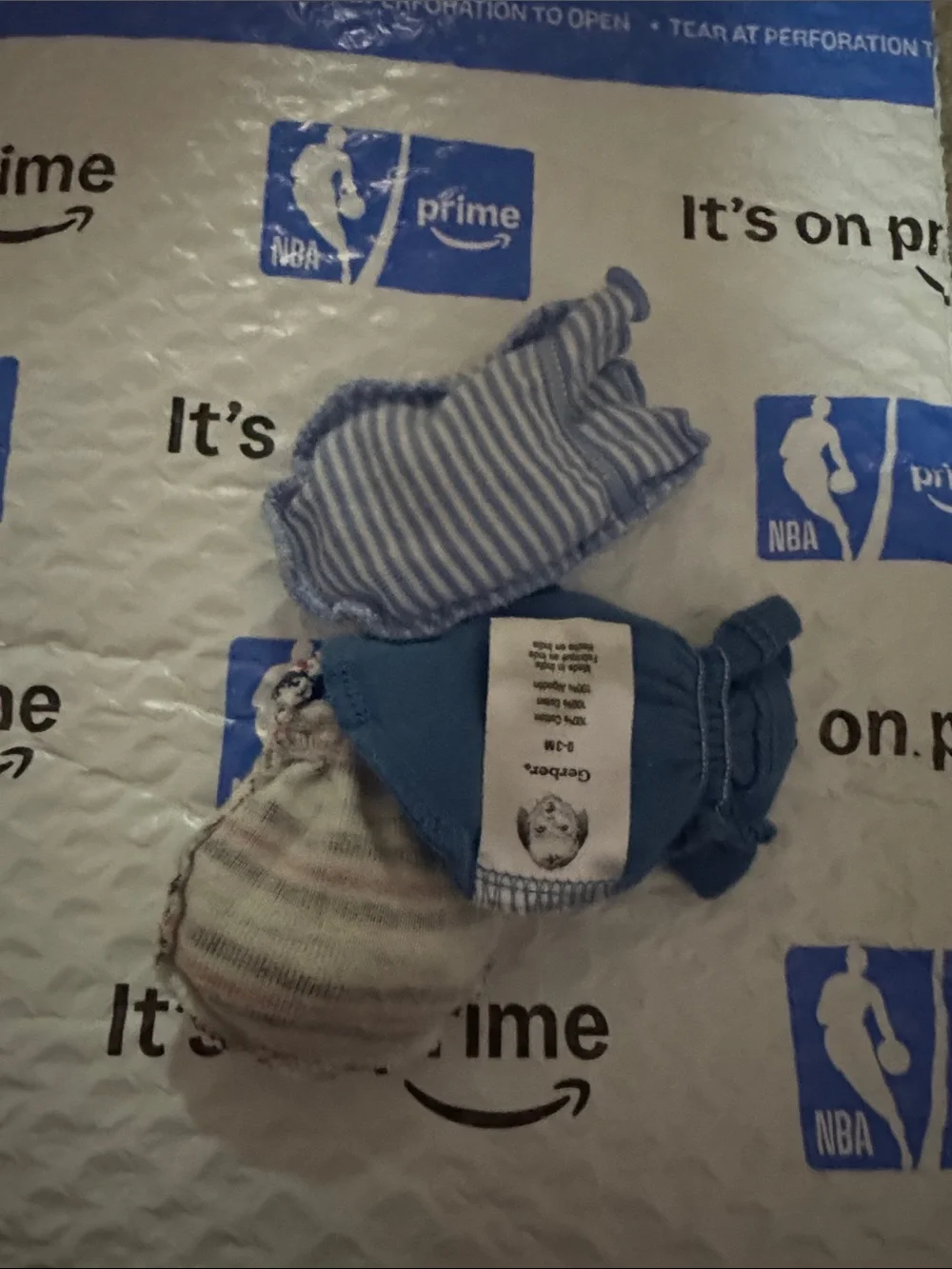 Gerber Baby Mittens Light Blue and Striped